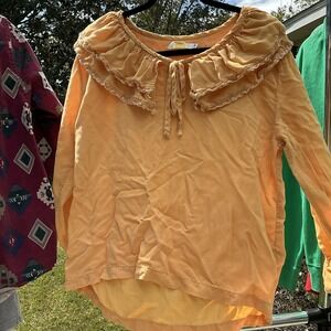 VTG  Compagnie Internationale Express Ruffle Neck Blouse Women's M Peach